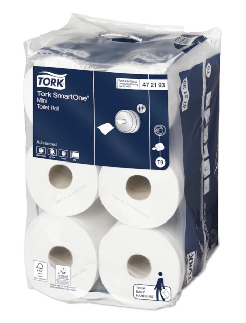 Tork Mini Smart One Toilet Roll 2ply White Pack of 12 rolls Hygiene